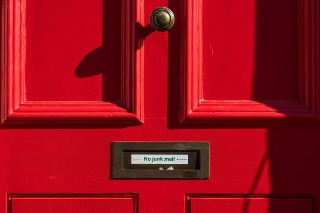 closed red wooden door